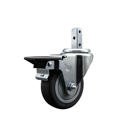 Service Caster 3.5'' Thermoplastic Rubber Swivel 7/8'' Square Stem Caster with Brake SCC-SQ20S3514-TPRB-PLB-78